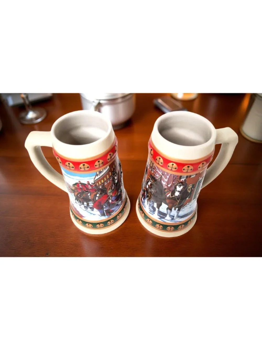 2-Vintage 1993 Budweiser Holiday Stein Collection "Hometown" Holiday Ceramic Bee - Picture 3 of 10